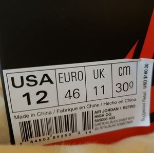 Nike Air Jordan Retro 1 high OG sz 12